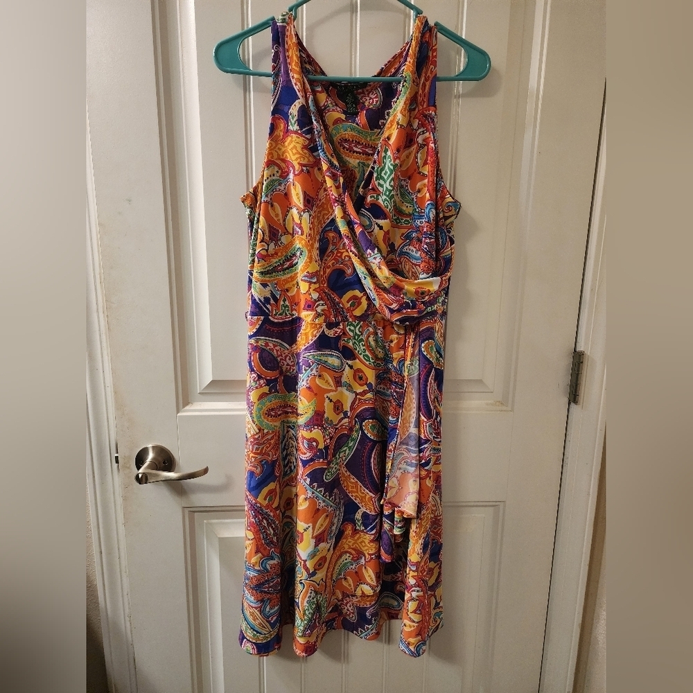 Lauren Ralph Lauren Paisley Wrap Dress – Multicolor Sleeveless Dress Size Large